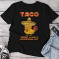 Taco Trump Always Chickens Out レディースTシャツ 面白い贈り物