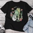 かわいい カエル 自転車 花 カワイイ 美的 気まぐれなロマンチック レディースTシャツ 面白い贈り物