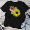 ひまわり ガーベラ 花 デイジー ガーベラ 花 デイジー 花柄 レディースTシャツ 面白い贈り物