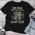 メンズ アメリカ国旗デザイン Myon Has Your Back Proud Army Mom レディースTシャツ 面白い贈り物