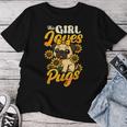 ガールズパグ犬愛好家 This Girl Loves Pugs レディースTシャツ 面白い贈り物