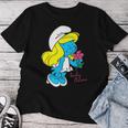 スマーフ スマーフェット キャラクター 花 咲く スマーフィー ファン レディースTシャツ 面白い贈り物