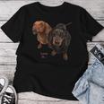 ダックスフントシャツ Weiner Dog Mom Dad Love Doxie Puppy キュート レディースTシャツ 面白い贈り物