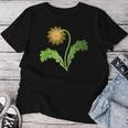 ダンディライオン タンポポ 黄色い花 ライオンの頭 レディースTシャツ 面白い贈り物