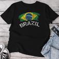 ブラジルの国旗 アンティーク調 ラテン 男性 女性 キッズ ブラジル レディースTシャツ 面白い贈り物