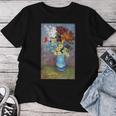 ヴィンセント・ヴァン・ゴッホの花 青い花瓶のヴィンテージ 美術品 レディースTシャツ 面白い贈り物