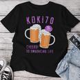 古希祝い ビール好き 酒好き 父 母 男性 女性 70歳お祝い Cheers To Embracing Life レディースTシャツ 面白い贈り物