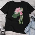 咲く蓮の花 蓮の花 ハス ヴィンテージ 日本美術 小原古邨 新版画 レディースTシャツ 面白い贈り物
