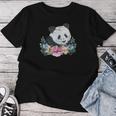 天然花 パンダ アジア動物園 動物 パンダ レディースTシャツ 面白い贈り物