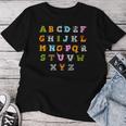 文字 アルファベット 学ぶ Abc 男の子 女の子 Abc 動物 アルファベット レディースTシャツ 面白い贈り物
