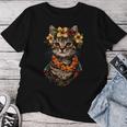 猫 ハワイアン 花 フラ ハイビスカス 面白い かわいい ハワイ レディースTシャツ 面白い贈り物