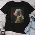 真珠の耳飾りの少女ヨハネスフェルメールグリッチ絵画 Girl With A Pearl Earringermeer レディースTシャツ 面白い贈り物