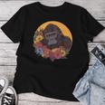 花のイラストとゴリラ レディースTシャツ 面白い贈り物