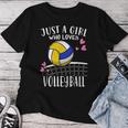面白いバレーボール愛好家バレーボールを愛するただの女の子 レディースTシャツ 面白い贈り物