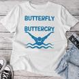 Butterfly Butterwhyバタフライバタフライファニー水泳チーム 長袖tシャツ レディースTシャツ 面白い贈り物