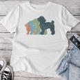 Dog Mom & Dad シルエット ヴィンテージトイプードル レディースTシャツ 面白い贈り物