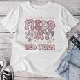 Field Day Red Team Groovy Smile Face Checkered Students Women T-shirt Unique Gifts