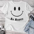 Be Happy Groovy スマイルフェイス かわいい ハッピーピース スマイルフェイス レディースTシャツ 面白い贈り物