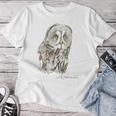 Owl Drawing レディースTシャツ 面白い贈り物