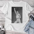 Queen Live Aid フレディ・マーキュリー・ウェンブリー・スタジアム 1985 レディースTシャツ 面白い贈り物