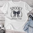 Spooky Mamas Club ソーシャル ハロウィン ダークコケット ブラック リボン レディースTシャツ 面白い贈り物