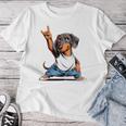 Teckel ロックミュージック 男性 子供 女性 ソーセージ 犬 ダックスフンド 長袖tシャツ レディースTシャツ 面白い贈り物