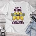バナナ好きな女の子だけフルーツファニーイエローバナナ好き レディースTシャツ 面白い贈り物
