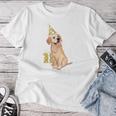古希祝い 犬好き 男性 女性 父 母 古希 お祝い 70歳 かわいい 犬 ゴールデンレトリバー おもしろ レディースTシャツ 面白い贈り物