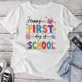 新学期 ハッピー 初日 学校 男の子 女の子 先生 レディースTシャツ 面白い贈り物