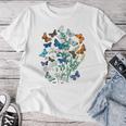 花 蝶々 かわいい フラワー 蝶 アート メンズ レディース 服 母 女性用 おしゃれ レディースTシャツ 面白い贈り物