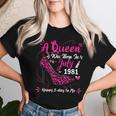 43歳の誕生日 ハイヒール A Queen Was Born In 7月 1981 レディースTシャツ 彼女への贈り物