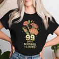 99歳祝福され愛された花 99歳の誕生日お母さんおばあちゃん レディースTシャツ 彼女への贈り物