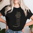 Coastal Cowgirl ニュートラルタン フローラル カウボーイブーツ ウエスタン レディースTシャツ 彼女への贈り物