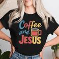 Coffee And Jesus Awesome Christian Caffeine Lover Church レディースTシャツ 彼女への贈り物