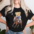 Cool Teddy Bear Playing Horse Polo Game Illustration Graphic レディースTシャツ 彼女への贈り物
