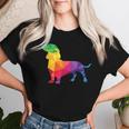 Dachshund Gay Pride Lgbt Lgbtq Rainbow Flag Dog Lovers レディースTシャツ 彼女への贈り物