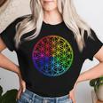 Flower Of Lifeacred Geometry Yogaフラワーオブライフ神聖幾何学瞑想ヨガ レディースTシャツ 彼女への贈り物