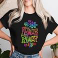 Flower Power ヒッピー サイケデリック '70年代レトロ レディースTシャツ 彼女への贈り物