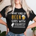 Workout Gym Meme For Beer Loversquats Joke レディースTシャツ 彼女への贈り物