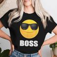 Girl & Boy Boss サングラス 顔文字シャツ クールな顔 レディースTシャツ 彼女への贈り物