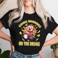 Going Bananas On The Drums 面白いドラム演奏 猿 レディースTシャツ 彼女への贈り物