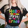 Hello First Grade Back Tochool 1St Day Of 1St Grade レディースTシャツ 彼女への贈り物