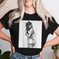 Hot Girl On 男性用 セクシー バッド キティ ピンナップガール B&W レディースTシャツ 彼女への贈り物