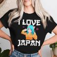 I Love Japan Kawaii Anime Girl Neko Cat Girl Otaku Weeb レディースTシャツ 彼女への贈り物