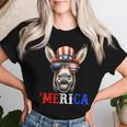 Merica Mule Donkey Patriotic 4Th Of July 面白い キッズ メンズ レディース レディースTシャツ 彼女への贈り物
