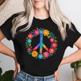 Peace Love Flower Power レトロ ヒッピー コスチューム タイダイ 60年代 70年代 レディースTシャツ 彼女への贈り物