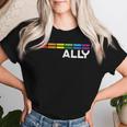 Proud Ally Bars Equality Lgbtq Rainbow Flag Gay Pride Ally レディースTシャツ 彼女への贈り物