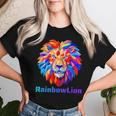 Rainbow Lion レインボー ライオン かっこいい おしゃれ レディースTシャツ 彼女への贈り物