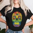Sugarkull Lgbt Gay Pride Rainbow Flag Day Of The Dead レディースTシャツ 彼女への贈り物