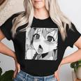 かわいいアヘ顔 アニメ 女の子 オタクウィーブ ラブ ビッグアイズ ドリップ レディースTシャツ 彼女への贈り物